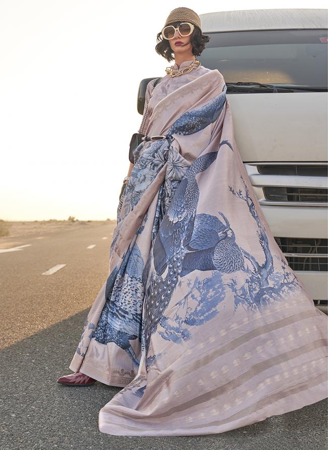 Silk Blue Party Wear Hand Woven Saree